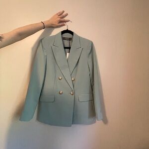 Women's Double-Breasted Blazer - Light Blue